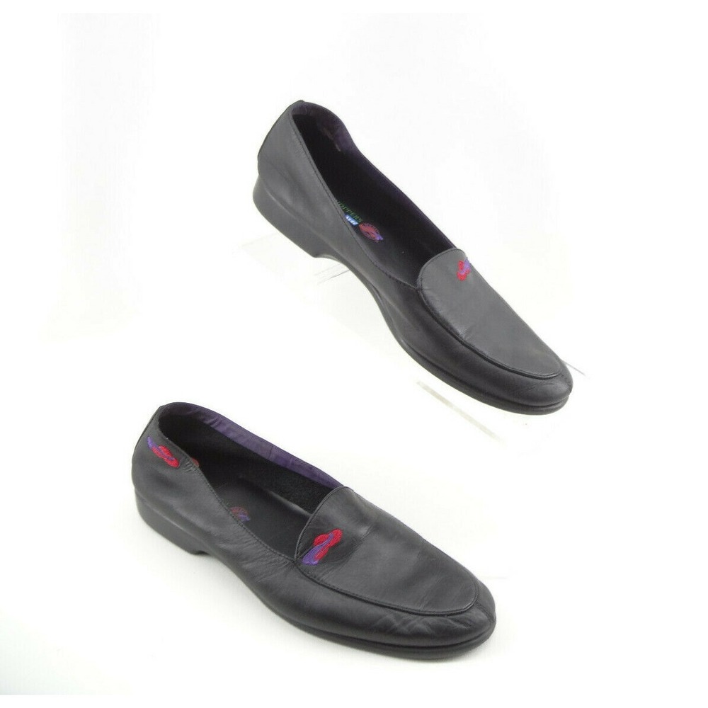 Grasshoppers by Keds Red Hat Society Black Leather Casual Slip On Shoes Size 7 M